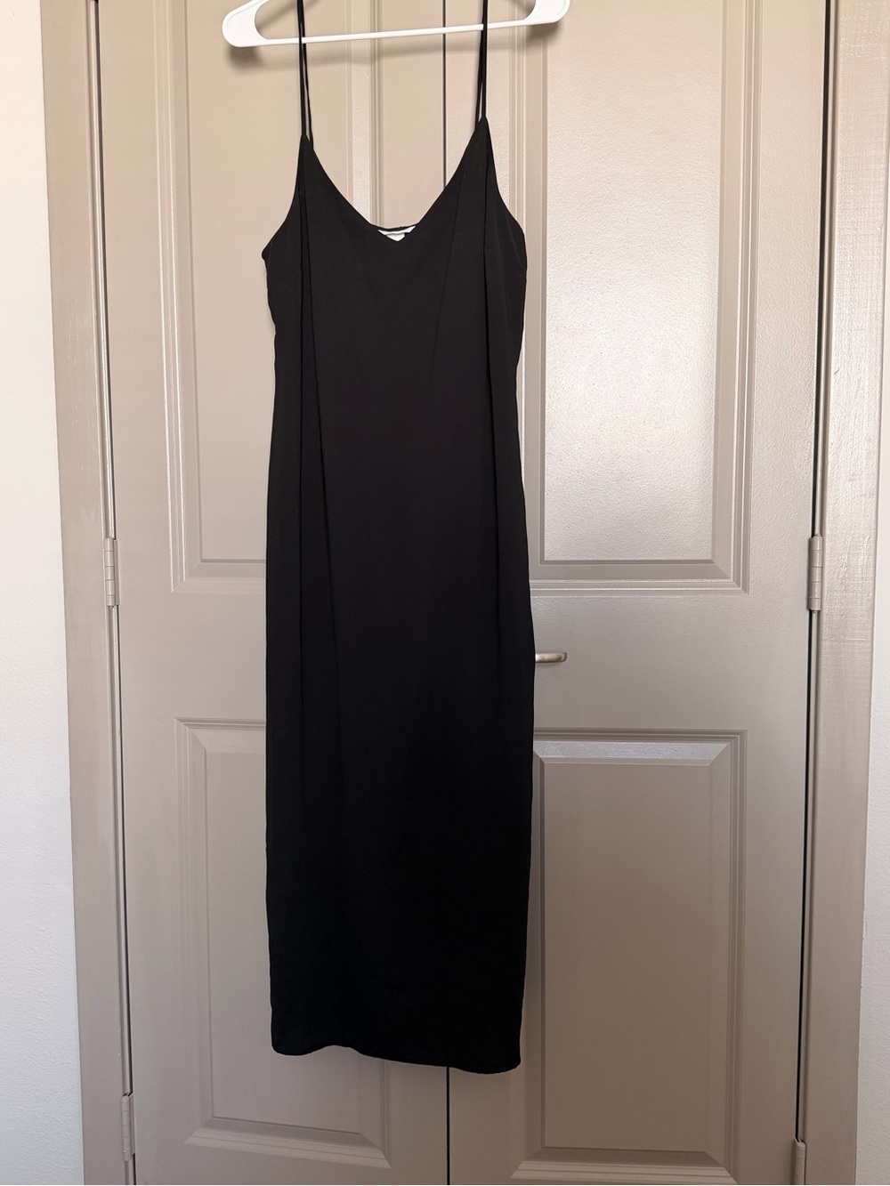 H&M Black Midi Slip Dress with Spaghetti Straps